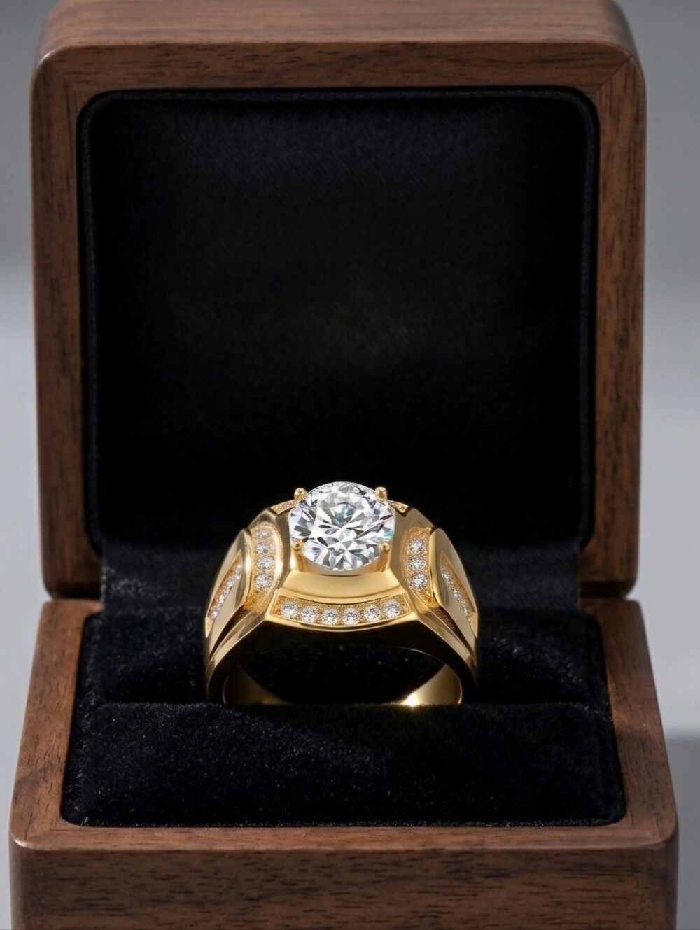 Mens Yellow Gold Diamond Ring